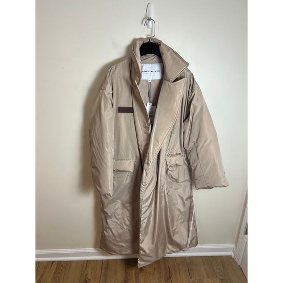 Brandon Blackwood Tailored Puffer Coat Cream New Size Small Maximalist - Picture 8 of 9